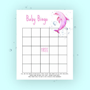 Dauphin rose aquarelle - jeu de bingo Baby shower