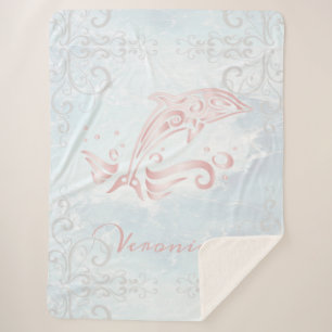 Dauphin rose Couverture Sherpa personnalisée