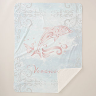 Dauphin rose Couverture Sherpa personnalisée