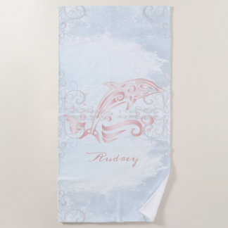 Dauphin rose Serviette de plage personnalisée