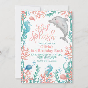 Dauphin sous la mer Invitation d'anniversaire