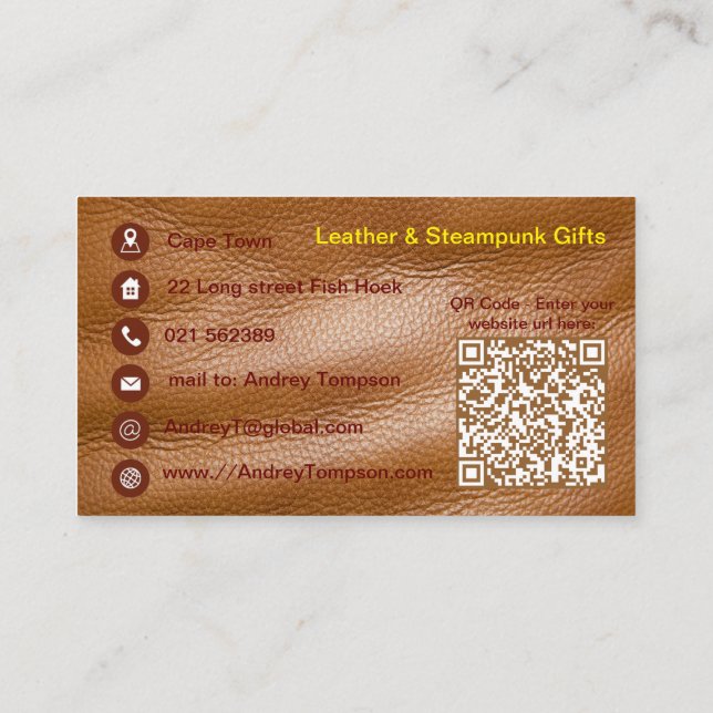 Dauphin Steampunk sur carte de visite en cuir (Dos)