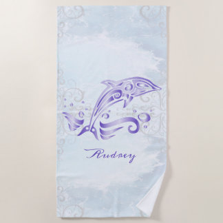 Dauphin violet serviette de plage personnalisée