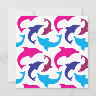 Dauphins colorés Motif rose chaud Turquoise bleu