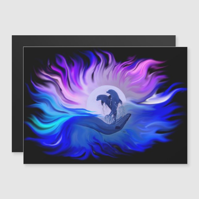 Dauphins dans la carte magnétique de la lune (Devant / Derrière)