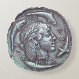 dauphins de monnaie grecque antique & coussin de p