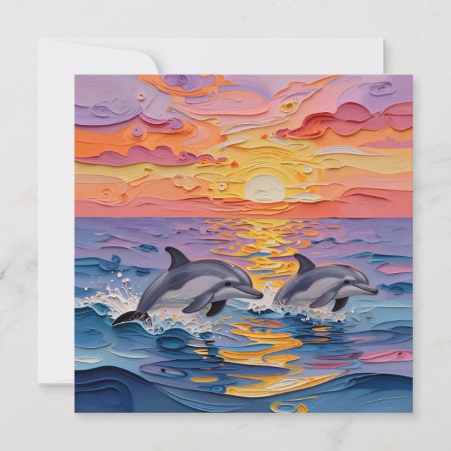 Dauphins et vagues de l'océan en impasto   (Devant)