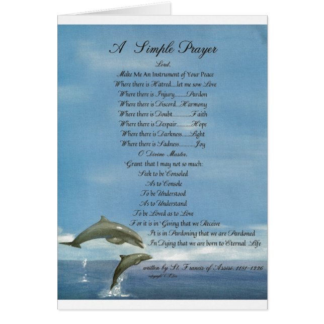 dauphins=pape francis=st. francis PRIÈRE SIMPLE (Devant)