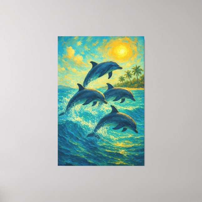 Dauphins Tropicaux – Impression sur Toile Océan (Recto)