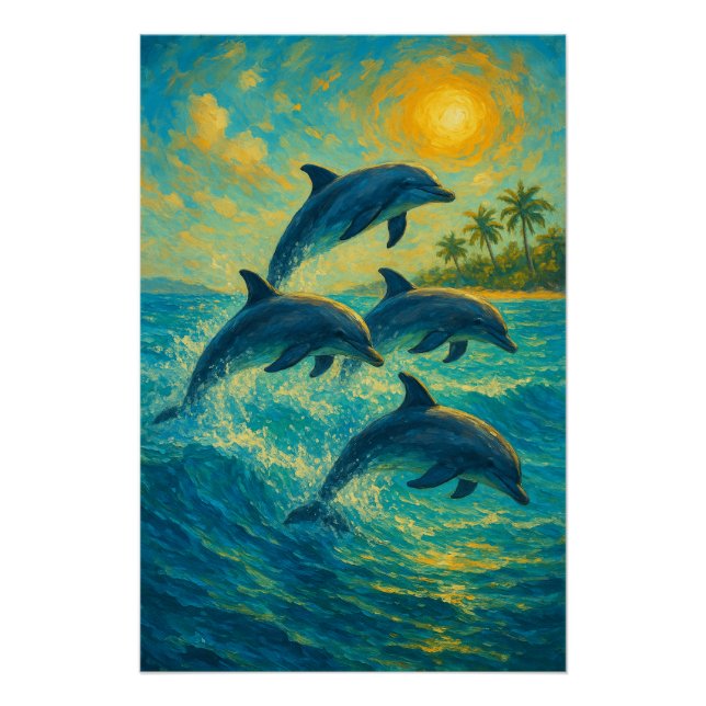 Dauphins tropicaux - Poster Océanique (Devant)