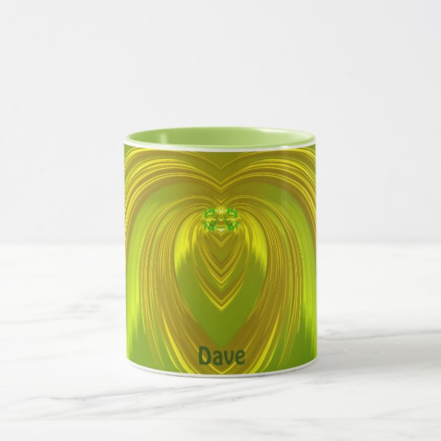 DAVE ~ GLOSSY 3D Gold Jaune Vert ~ Mug (Centre)