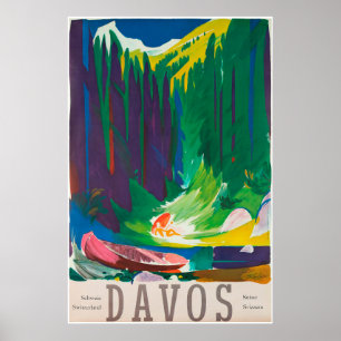 Davos, Parsenn, Suisse, affiche de ski