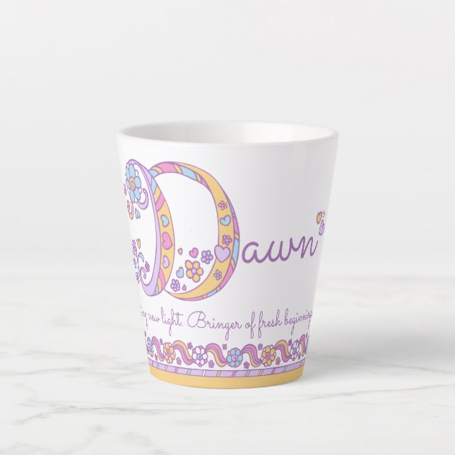 Dawn lettre D nom signifiant monogramme Latte Mug (Devant)
