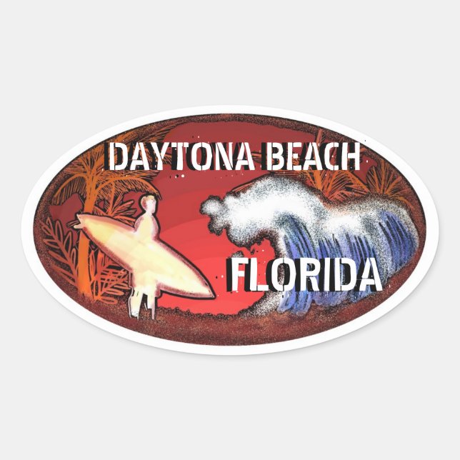 Daytona Beach Florida surf art autocollants (Devant)