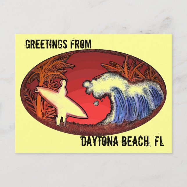 Daytona Beach Florida surf de voeux carte postale (Devant)