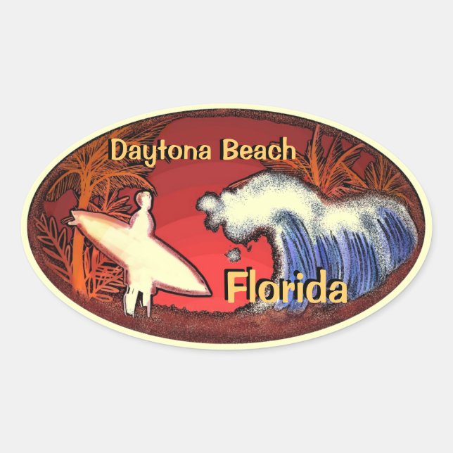 Daytona Beach Florida surfer vagues autocollants (Devant)
