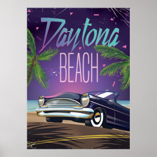 Daytona Beach Vintage Voiture poster de voyage