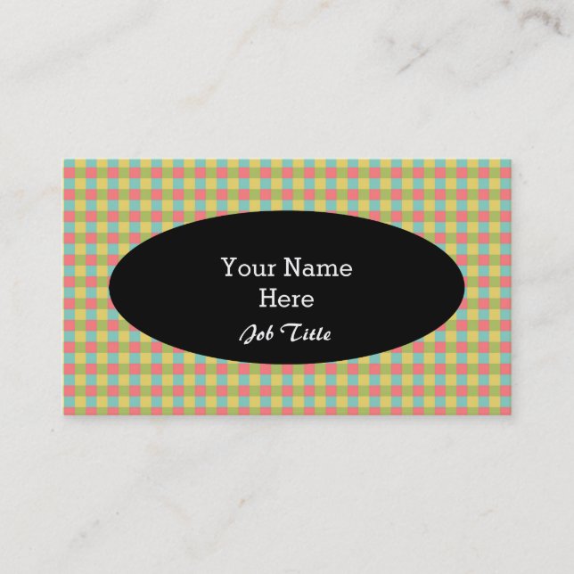 Dazzle Check carte de visite ovale noir (Devant)