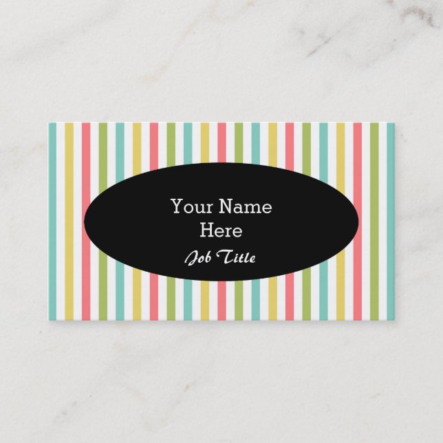 Dazzle Stripe Classic carte de visite ovale noir (Devant)