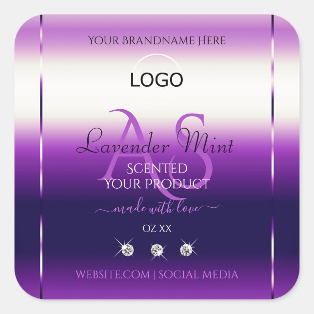 Dazzling Purple Produit Bijoux Étiquette Monogramm (Devant)