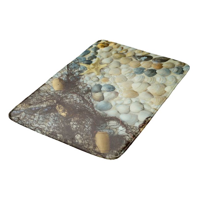 De Bain Coquillages, Plage, Océan, Bain, Tapis ou Mat (Angle)