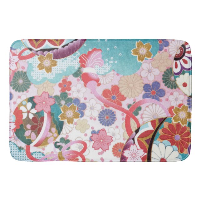 De Bain Japonais Floral Grand Tapis Doux Conception (Devant)