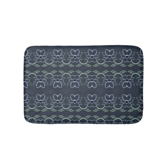 De Bain Tapis floral bleu marine élégant (Devant)