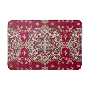 De Bain Tapis Persan Rouge Marron Antique Vintage Oriental