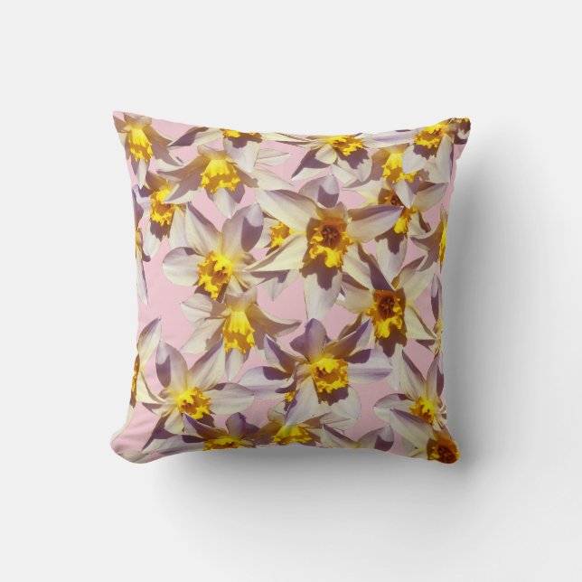De Belles Daffodiles Fleurs Jeter Coussin (Recto)