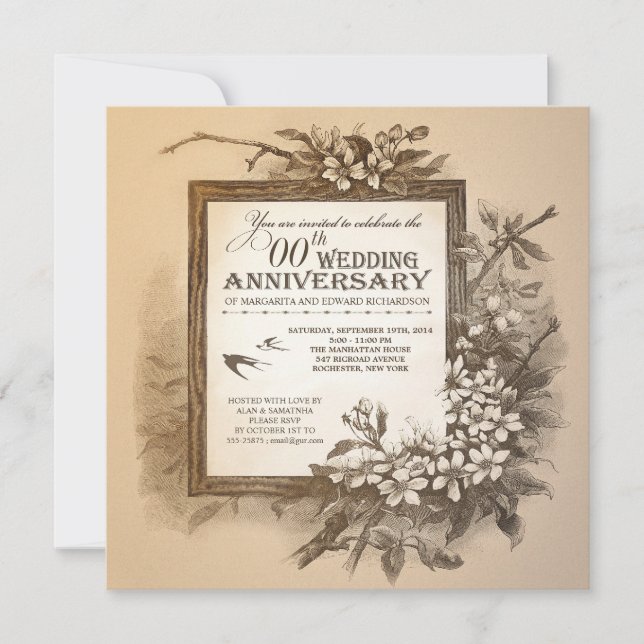 de belles invitations vintage uniques pour un anni (Devant)