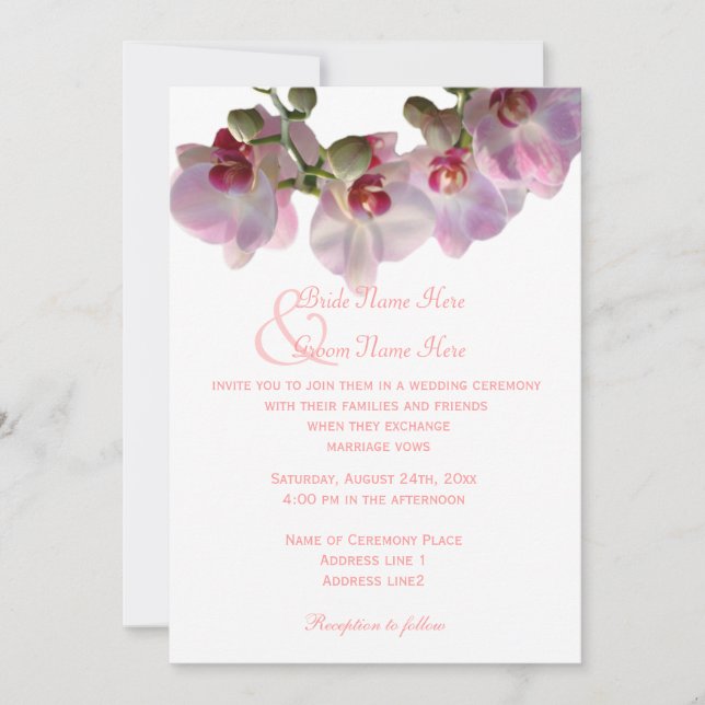 De belles orchidées roses fleurs invitations de ma (Devant)