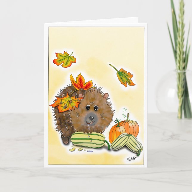 DE Carte Automne Igel avec citrouille (Devant)