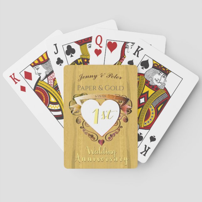 De Cartes "1ère année Papier & Mariage Or Anniversaire" Jeu (dos)
