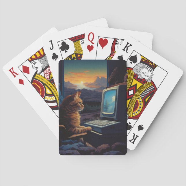 De Cartes Chat Gamer Retro | Jeu d'art Pixel 8 bits (dos)