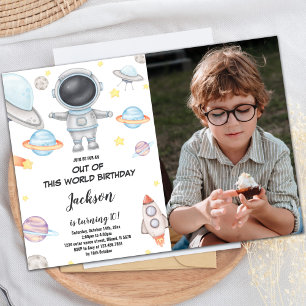 De ce monde anniversaire Invitations avec photo