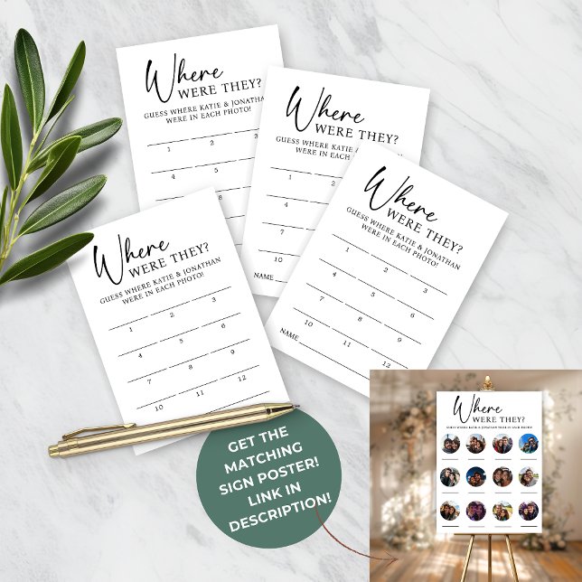 De Correspondance 12 Photo Où Ils Ont Joué Carte Guess (12 Photo Where Were They Game Guess Cards)