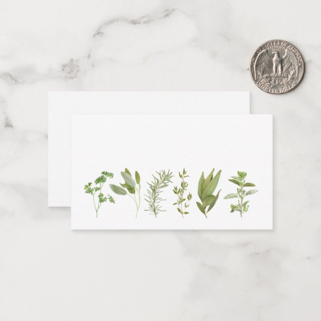 De Correspondance 6 HERBES FRAÎCHES 3.5x2 Carte à note plate (Devant/Arrière en situation)