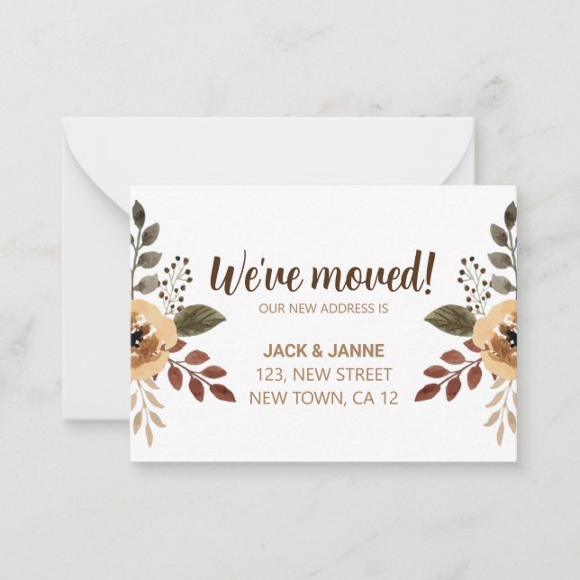 De Correspondance Aquarelle Botanique Nous avons Déménagé Carte Fair (Devant)