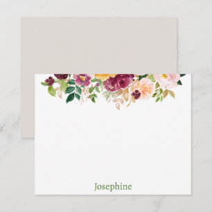 De Correspondance Aquarelle rose Floral Carte Flat personnalisée