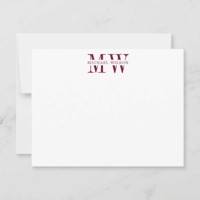 De Correspondance Auditoire Monogramme Bourgogne Initiales Nom Carte (Devant)