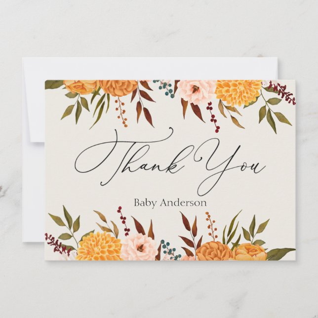 De Correspondance Automne Florals Mums Remerciements Carte Note (Devant)