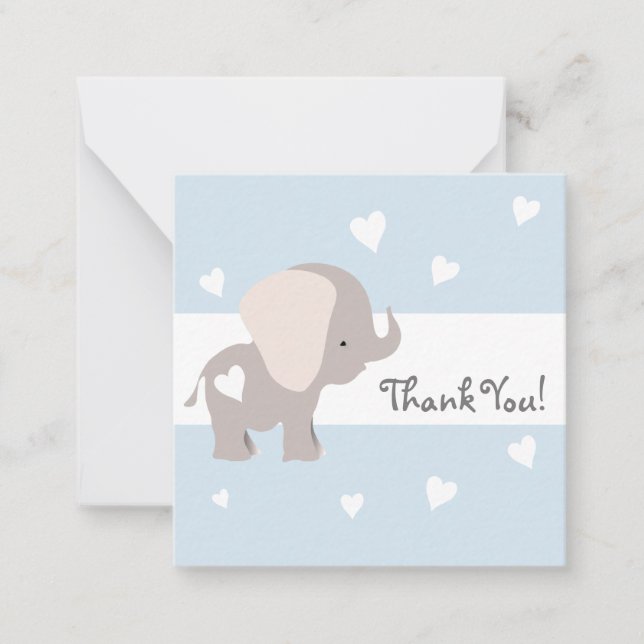 De Correspondance Blue Heart Elephant Merci Carte pour notes (Devant)