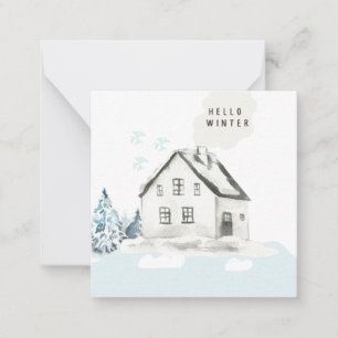 De Correspondance Bonjour hiver Noël Snowy Cabine Carte photo
