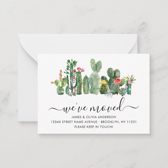 De Correspondance Budget Cactus Nous avons déménagé Nouvelle carte d (Devant)