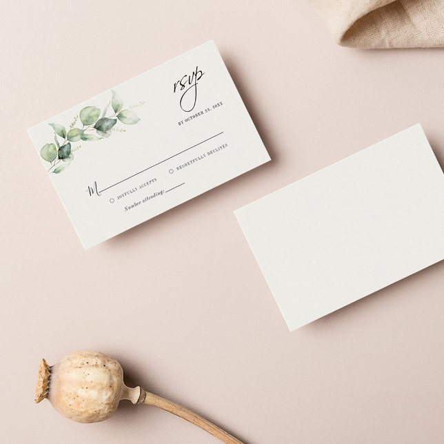 De Correspondance Budget Eucalyptus Botanical Wedding Carte RSVP (Créateur téléchargé)