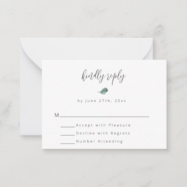 De Correspondance Budget Simple Mariage Verdure Carte RSVP (Devant)