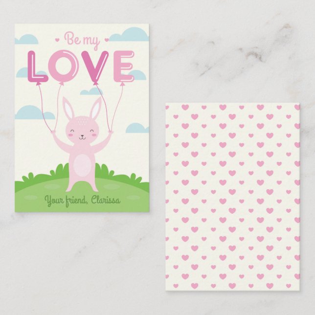 De Correspondance Bunny Valentines Carte Jour Enfants avec Amour Bal (Devant / Derrière)