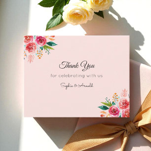 De Correspondance Carte à billets floraux Merci rose Mariage