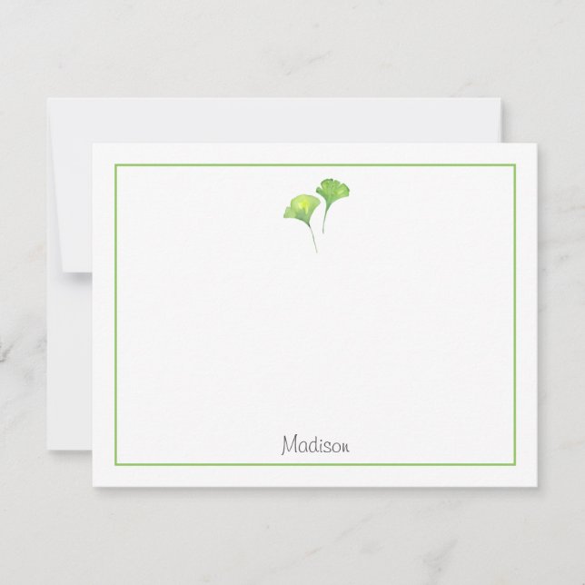 De Correspondance Carte à billets plats Gingko Feuilles à deux aquar (Devant)