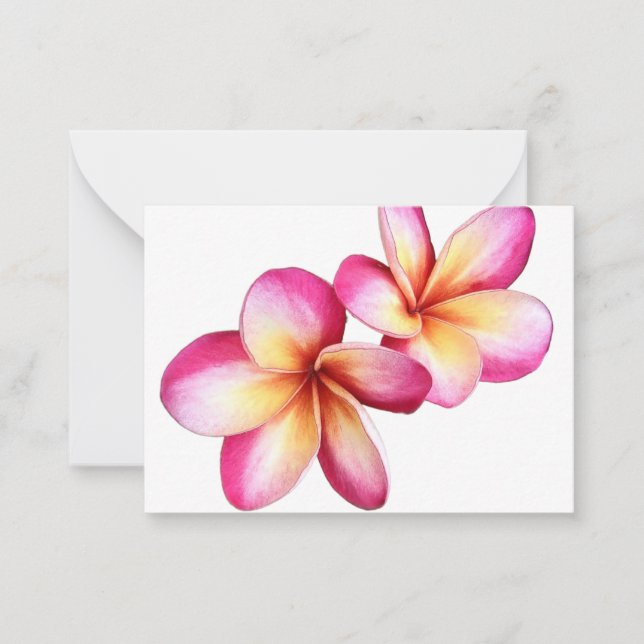 De Correspondance Carte à billets plats Hot Rose Plumeria Blooms (Devant)